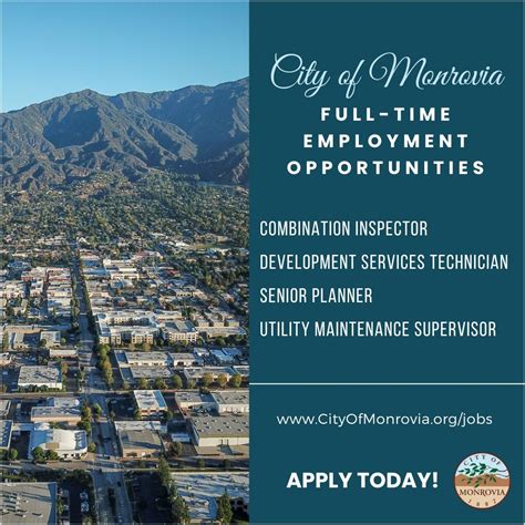 city of monrovia jobs|monrovia employment.
